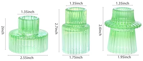 Vixdonos Colorful Glass Candlestick Holders Tealight Candle Holder Set for Table Centerpieces, Wedding Decor and Dinner Party (3 Pcs, Green White Gradient) - color: Green White Gradient, size: 3 Pcs