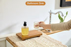 Small 10" Acacia Wood Riser Pedestal Stand – Farmhouse Wood Display Riser for Kitchen and Bathroom Décor - Counter Display, Plant Stand, Jewelry Holder, Vanity Tray, Candle Stand (S:10"x5.6"x1.57") - size: Small:10“x 5.6"