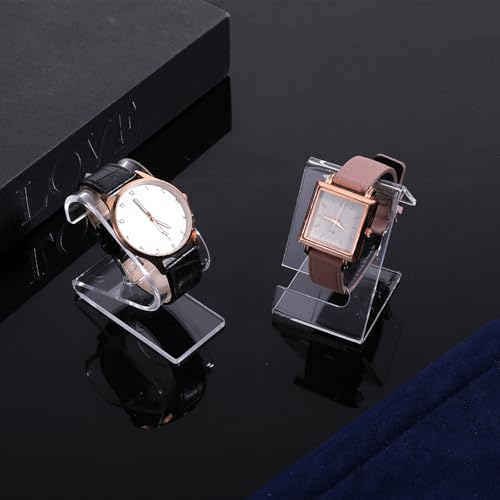 Thinp 2 Pcs Clear Watch Display Stand, 2 Sizes Single Watch Stands Acrylic Watches Holder Stand for Men Bracelet Display Stands for Women Mens