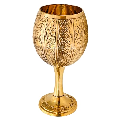 Vintage Chalice Medieval Goblet | 1x Solid Brass Red Wine Glass Cups of Royal King Arthur - Renaissance, Birthday Gifts Christmas Wedding Anniversary Novelty Ceremonial Drinkware (Emperor's Chalice) - style: Emperor's Chalice