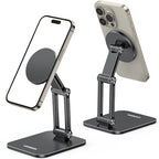 UGREEN Magnetic Phone Stand Compatible with MagSafe Holder for Desk Ergonomic Design Adjustable, Aluminum Cell Phone Stand Compatible for iPhone 17 Air 16 15 14 13 12 Pro Max and MagSafe Case, Black - color: Black