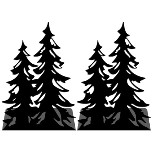 WADORN 1 Pair Pine Tree Metal Decorative Bookend for Shelves, Heavy Duty Book Ends Modern Non-Skid Books Holder Stand Black Book Support Stoppers for Desk Bookshelf Office Home, 5.3x4.3x7.9 Inches - color: Pine Tree