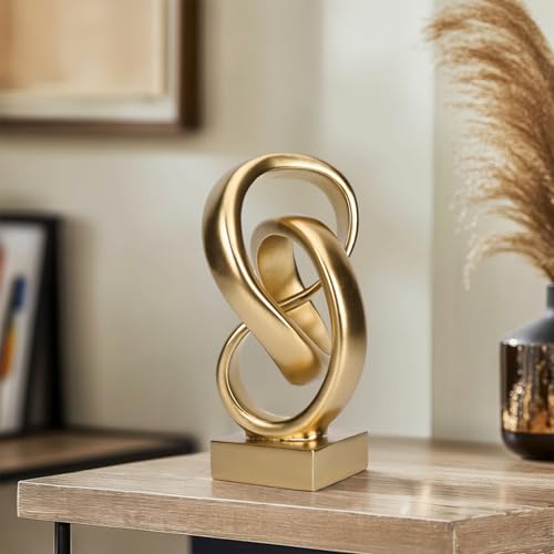 DOVDOV Abstract Gold Knot Statue, Geometric Knot Decor, Gold Decor on Shelf Bookshelf countertop for Living Room Coffee Table Office Coffee Table entryway entryway Desktop Decorative Ornament. - color: Gold