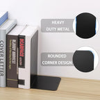 JIANTA Large Book Ends, Heavy Duty Metal Bookends, 2 Pairs/4 Pieces Book Stopper, Book Ends Support for Shelves, Black Non-Slip Bookshelf Holder Stand for Home Office Library School (8 x 5.3 x 4 in)
