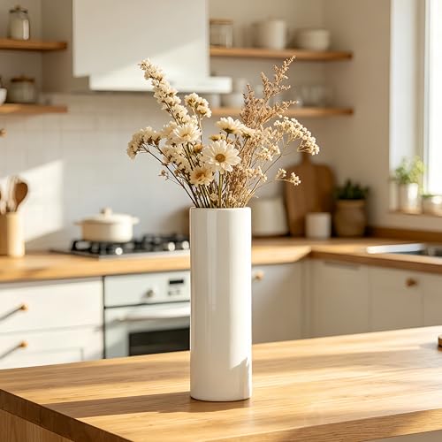 12 Inch White Vase Ceramic Flower Vase, Tall Vases for Pampas Grass, Home Decor, Modern Textured Vases for Living Room Decorations,Table Centerpieces,Shelf,Farmhouse Small Ceramic Vase - style: Shape 11
