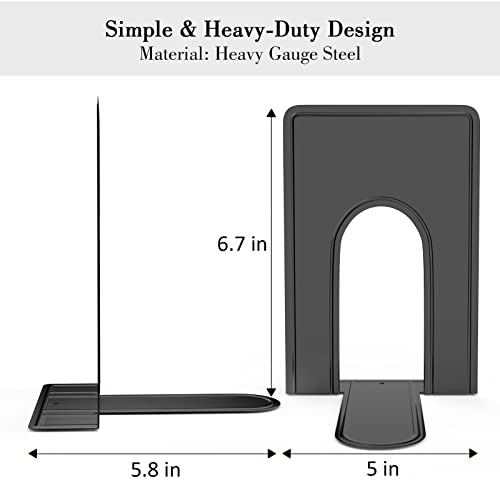 Optomni Bookends, Book End Supports Heavy Duty Metal Bookend Support, Book Ends Supports for Shelves Decor Home Office School (2 Pairs/4 Pieces, Black) - color: Black, size: 2 Pairs/4 Pieces
