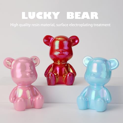 Small Bear Figurines Animal Sculpture Home Décor for Living Room Bedroom Office Statues Desktop Cabinets Tabletop Decor for Women Mom Birthday Gift(Red3 Combinations) - color: Red 3 Combinations