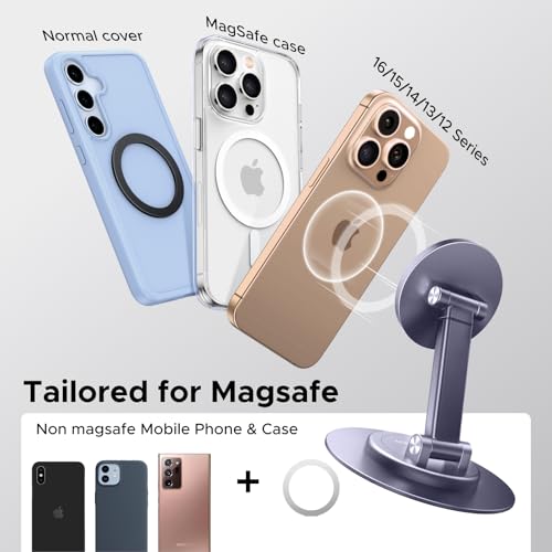 UGREEN Magnetic Phone Stand for MagSafe, Height Adjustable iPhone Stand for Desk with 360° Rotation Compatible for iPhone 17 Air 16 Pro 15 Pro Max 14 Plus 13 12 and MagSafe Case, Grey - color: Grey