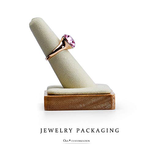 Oirlv Single Finger wooden ring display stand Jewelry Showcase Display Holder (Creamy-white) - color: Creamy-white