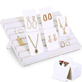 Blulu 31 Pack Wooden Earring Display Stand 7 Slots jewelry Display Holder with Earring Card for Selling Vendors Retail Show - color: Wash White, White