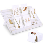Blulu 31 Pack Wooden Earring Display Stand 7 Slots jewelry Display Holder with Earring Card for Selling Vendors Retail Show - color: Wash White, White