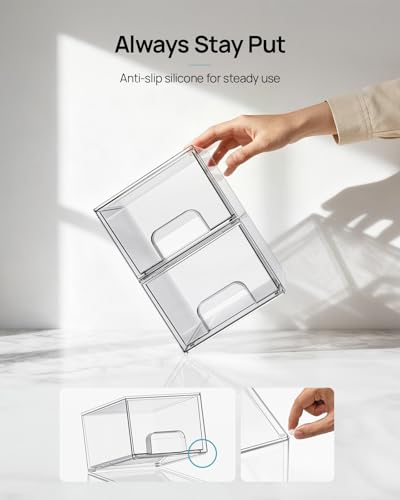 Vtopmart 12 Pack Small Clear Stackable Storage Drawers,Acrylic Bathroom Makeup Organizer,Plastic Storage Bins For Vanity, Undersink, Kitchen Cabinets, Pantry, Home Organization - style: 12pack-Clear