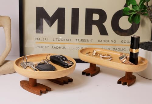 Wood Key Tray for Entryway Table, Key Bowl, Jewelry Tray, Valet Tray with 2 Cute Duck Feet, for Rings, Wallet, Watch, Remote, Coin, Bracelets - size: Rectangle