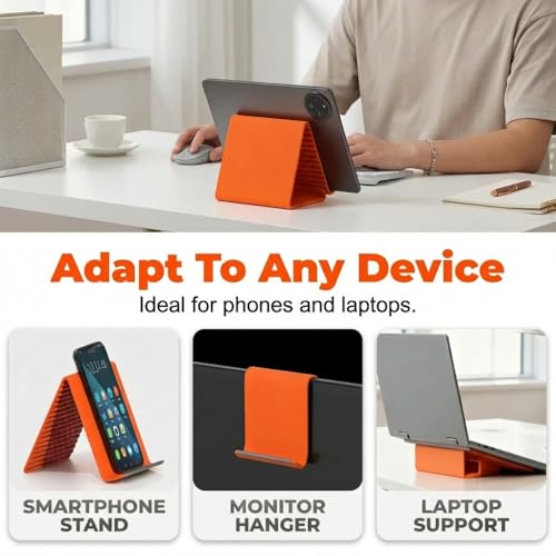 Portable Foldable Silicone Phone Holder, 2026 New Bendable Freely into Any Shape, Multi-Angle Adjustable Stand for Mobile Phone,Tablets & Small Devices (Black) - color: Black