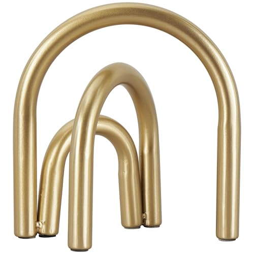 Deco 79 Metal Geometric Decorative Sculpture Overlapping Arch Home Decor Statue, Accent Figurine 7" x 4" x 8", Gold - color: Gold