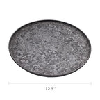 Funerom Round Galvanized Metal Tray Decorative Tray Corrugated Edges (12.6 inch) - size: 12.6"