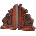 Primitives by Kathy Wooden Classic Bookend Set, Dark Academia Home Décor, Gifts for Book Readers, Non Slip Rubber Feet on Bottom, Bookish Accessories, 7 by 9 by 2 Inches, Natural Wood