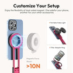 ULANZI MA30 Magnetic Phone Tripod Stand for iPhone - Aluminium Maglock Smartphone Mini Tripod Pocket Cell Phone Stand Strong Magnet Quick Mount Compatible with iPhone 17 16 15 14 13 12 Series, Red - color: Red