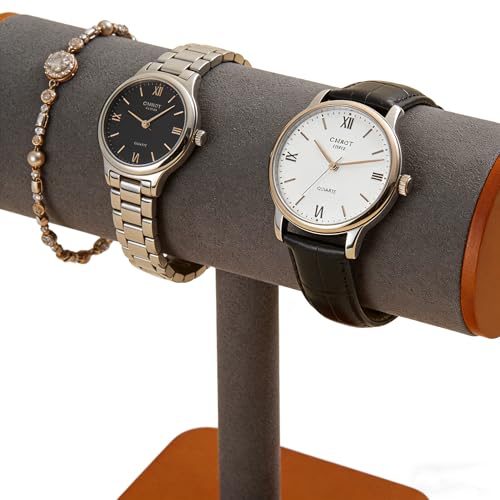 Wooden T-Bar Bracelet Display Stand, Watch & Bangle Organizer Rack Jewelry Display Holder for Home, Boutique, Craft Shows & Vendor Booths (Gray) - color: Gray