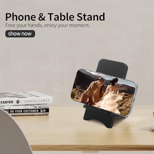 Cell Phone Stands, Desktop Stand, Luxury Nature Wood Simple Phone Stand, Compatible with iPhone & All Cell Phones, Ultra-Stable, Portable & Non-Slip Design, 2 Pieces, Black - color: Black