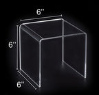 Jusalpha® 8 PC 6'' Clear Acrylic Risers, Acrylic Display Risers Shelf Showcase Fixtures for Jewelry, Display Stand for Amiibo Funko POP Figures, Cupcakes, Food Display, Cabinet- Lot of 8 (6x6x6 Inches) - size: 6x6x6 Inches