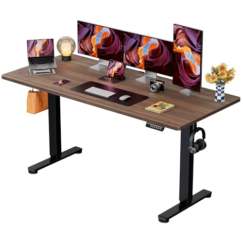 ErGear Height Adjustable Electric Standing Desk, 71 x 30 Inches Sit Stand up Desk, Memory Computer Home Office Desk, Dark Walnut - color: Dark Walnut, size: 70.9 X 29.5 Inches