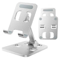 Phone Stand for Desk, Dual Folding Cell Phone Holder, Fully Adjustable Portable Mobile Phone Holder for iPhone 17 16 15 14 13 12 11 Pro Max Plus Air, Galaxy S25 S24, All Phones (Silver) - color: Silver