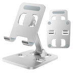 Phone Stand for Desk, Dual Folding Cell Phone Holder, Fully Adjustable Portable Mobile Phone Holder for iPhone 17 16 15 14 13 12 11 Pro Max Plus Air, Galaxy S25 S24, All Phones (Silver) - color: Silver