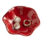 Ceramic Ring Dish, Jewelry Dish Holder, Small Trinket Tray Plate for Earrings Rings Necklaces Keys, Gift for Mom Friend Sister on Birthday Mother's Day Christmas (Red Surface) - color: Red Surface
