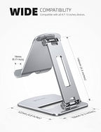 Lamicall Adjustable Tablet Stand Holder - Foldable Phone Dock, 360°Rotating Desktop Tablet Mount Gifts, for 4.7-13" Tablets, iPad Pro 11, 12.9 Air Mini, Tabs, Kindle, iPhone Air 17 Pro Max, Silver - color: Silver