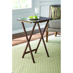 Folding TV Tray Table for Indoor Use, 1-Piece Rubberwood in Walnut Finish, 19" x 14.5" x 26" Snack Bed Desk