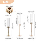 NUPTIO Candle Holders for Table Centerpiece: 18 Pcs 23.6 & 21.7 & 19.7 in Tall Gold Hurricane Candlesticks Holder with Glass Cylinder Cover Bulk Taper Candles Sticks Stand for Thanksgiving Party Decor - size: 23.6 & 21.7 & 19.7 in