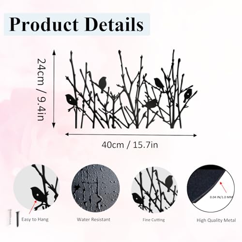 cape leadwort Metal Birds on Branches Wall Art Decor Sculptures, Metal Tree with Birds Wall Art, Wall Mounted Indoor/Outdoor Garden Decor, Gift for Bird Lovers - color: Bird