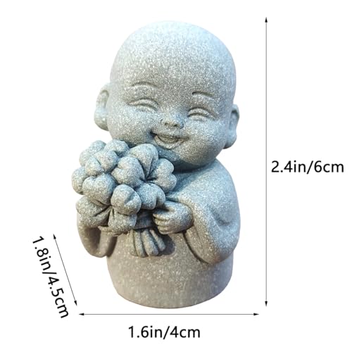 livelyfish Japanese Monk Statue Praying Zen Sandstone Mini Buddha Statues Asian Garden Sculptures for Wealth Good Luck Feng Shui Home Decor (Style 2) - color: Style 2