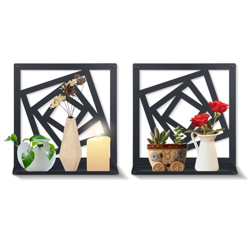 2Pcs Black Metal Wall Art Decor Farmhouse Black Candle Holder Minimalist Wall Art Retro Bathroom Decor Farmhouse Decoration for Bathroom Living Room Bedroom (Modern)