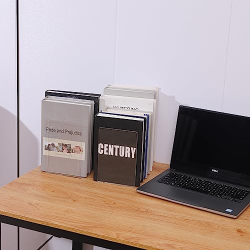 Clear Bookends for Heavy Books,8pcs Acrylic Book Shelf Organizer for Desk,Plastic Heavy Duty Book Holders Standand Invisible Bookshelf Dividers Decorative,Suitable for Office Home Weighted Bookends