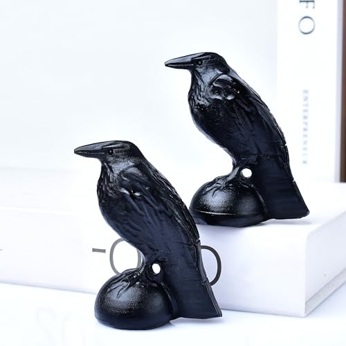 Black Obsidian Raven Statue 3.15" Large Crow Statue Figurine Healing Crystal Stone Sculpture Reiki Meditation Gothic Home Decor Gift