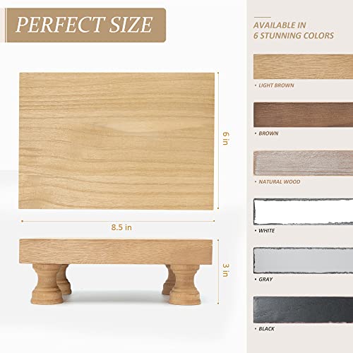 EOSAHR Modern Farmhouse Wood Riser for Display : Decorative Pedestal Stand for Home & Kitchen Decor and Retro Soap Stand for Sink - Rustic Bathroom Counter Tray and Countertop Organizer (Light Brown) - color: Light Brown - Paulownia Wood