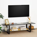 Bamboo TV Stand for TVs up to 65", Accent Entertainment Center with Storage, Media Console Table with Shelf, Modern TV Stand for Living Room, Bedroom, 54.3"(L), Black - color: Black