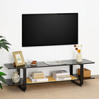 Bamboo TV Stand for TVs up to 65", Accent Entertainment Center with Storage, Media Console Table with Shelf, Modern TV Stand for Living Room, Bedroom, 54.3"(L), Black - color: Black