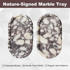Calacatta Viola Marble Oval Trays 10"x6" - Bathroom Vanity & Kitchen Organizer Set, Stone Serving Dish for Jewelry/Perfume - style: Calacatta Viola - 4 Pack