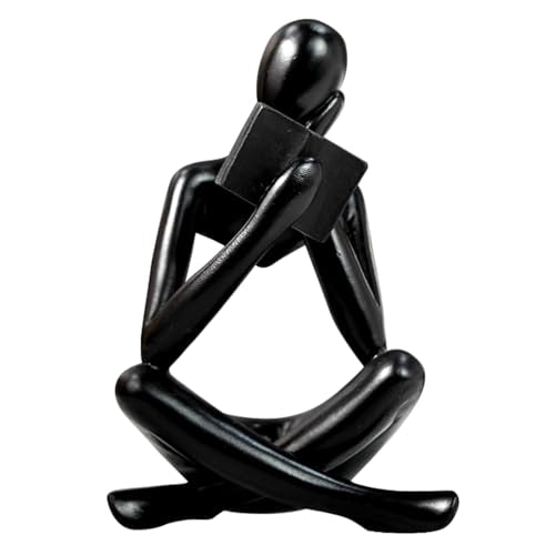 Gold Reading Women Statue, Thinker Sculptures, Abstract Art Ornament, Modern Aesthetic Figurine Decoration, Suitable for Home Living Room Bedroom Office Shelf Table Desk Bookshelf Decor (Black Right) - color: Black Right, size: Large