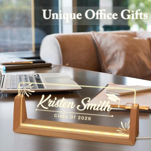Custom Name Plate for Desk, Personalized Light Up Acrylic Desk Name Plate, Personalized Graduation Gifts 2026 for Him Her, Class of 2026 Graduate Gift, High School College Grad Gift (Design10-Graduation) - color: Design10-Graduation