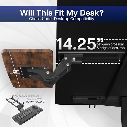 VIVO Adjustable Computer Keyboard and Mouse Platform Tray, Ergonomic Under Table Desk Mount Drawer Underdesk Shelf, Rustic Vintage Brown, MOUNT-KB03N - color: Vintage Brown, size: 25"