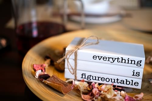 Farmhouse Motivational Wooden Office Desk Decor, Cute Decorative Books for Shelf Decoration, Inspirational Gifts for Women Men - Everything is Figureoutable Sign - color: Figureoutable