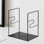 Minimalist Style Bookends Metal Adjustable Books Holder Stand Book Rack Desk Bookend - Z line, Black - color: Z Line, Black