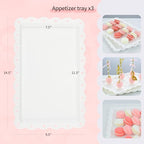 Pack of 10 NWK Cake Stand Set, with 3 x Two-Tier and 3 x Three-Tier Cupcake Stands, 4 x Appetizer Trays, 1 x Tablecloth for Birthday Bridal Baby Shower Party (White) - color: White