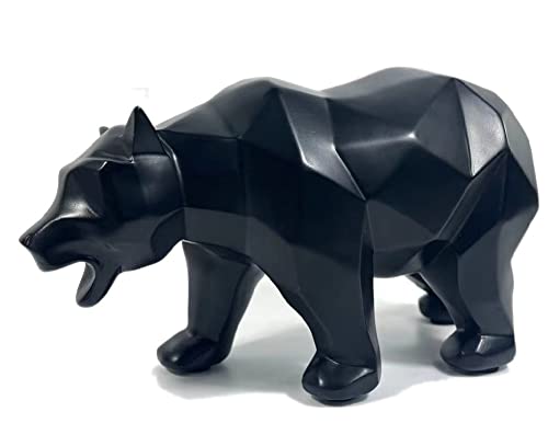 SMRTHMRT Abstract Geometric Sculptures Animals Statues,Collectible Figurines Home Office Tabletop Ornaments (Black Bear) - color: Black Bear