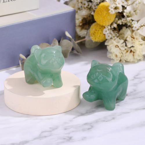 Top Plaza 1 PC Green Aventurine Crystal Cute Cat Figurine Gifts Carved Healing Lucky Home Decor Natural Gemstone Cats Collectibles Pocket Sculpture for Cat Lovers - color: Green Aventurine