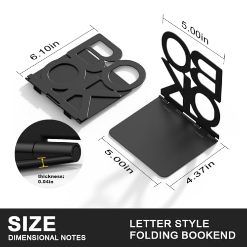 Book Ends,Bulk 12 Pair Bookends Folding Book Ends Metal Bookend (12 Pair) - size: 12 Pair